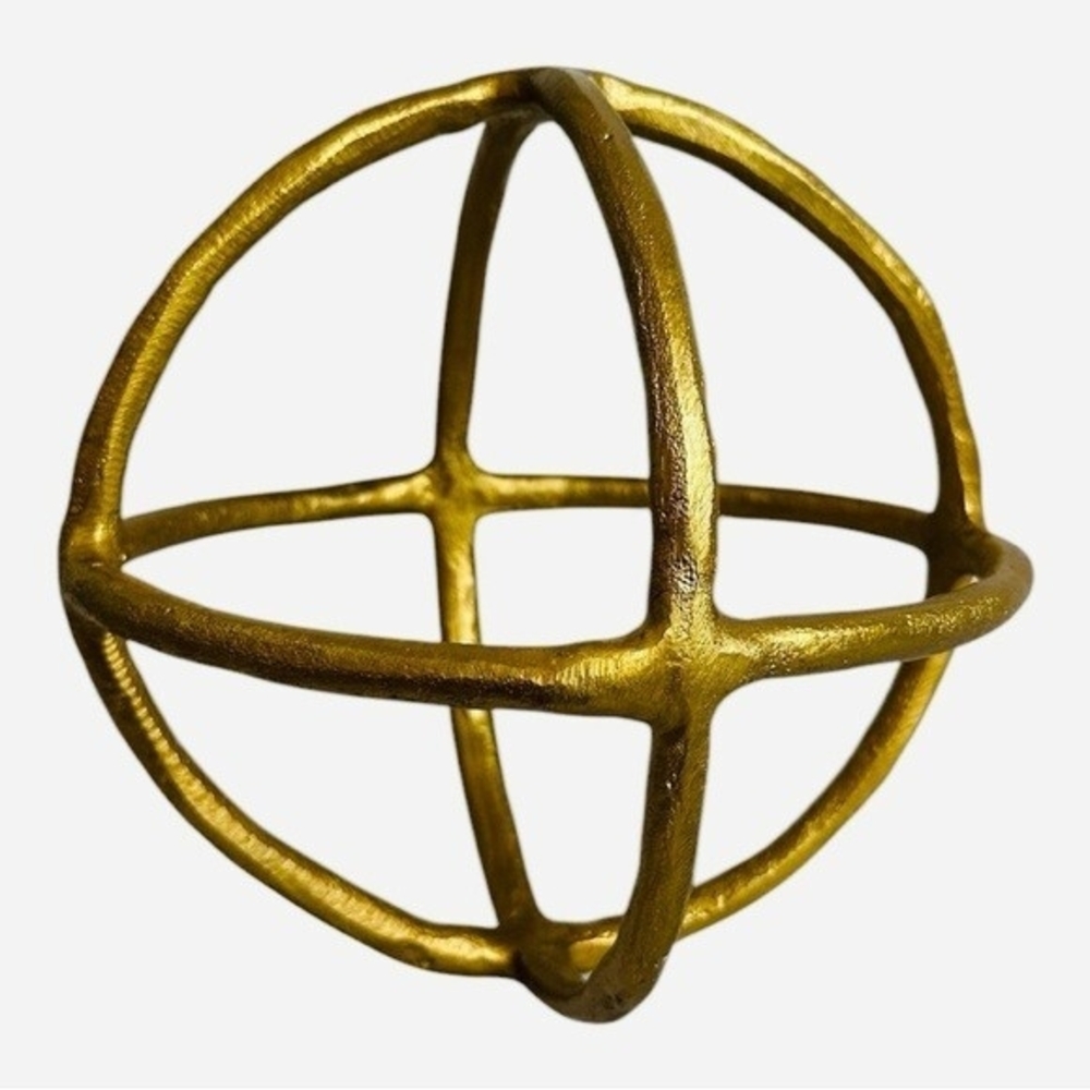 Prestbury Gold Metal Orb Decorative Sphere Sculpture 9x9 Home Accent Decor NWOT - Picture 6 of 6
